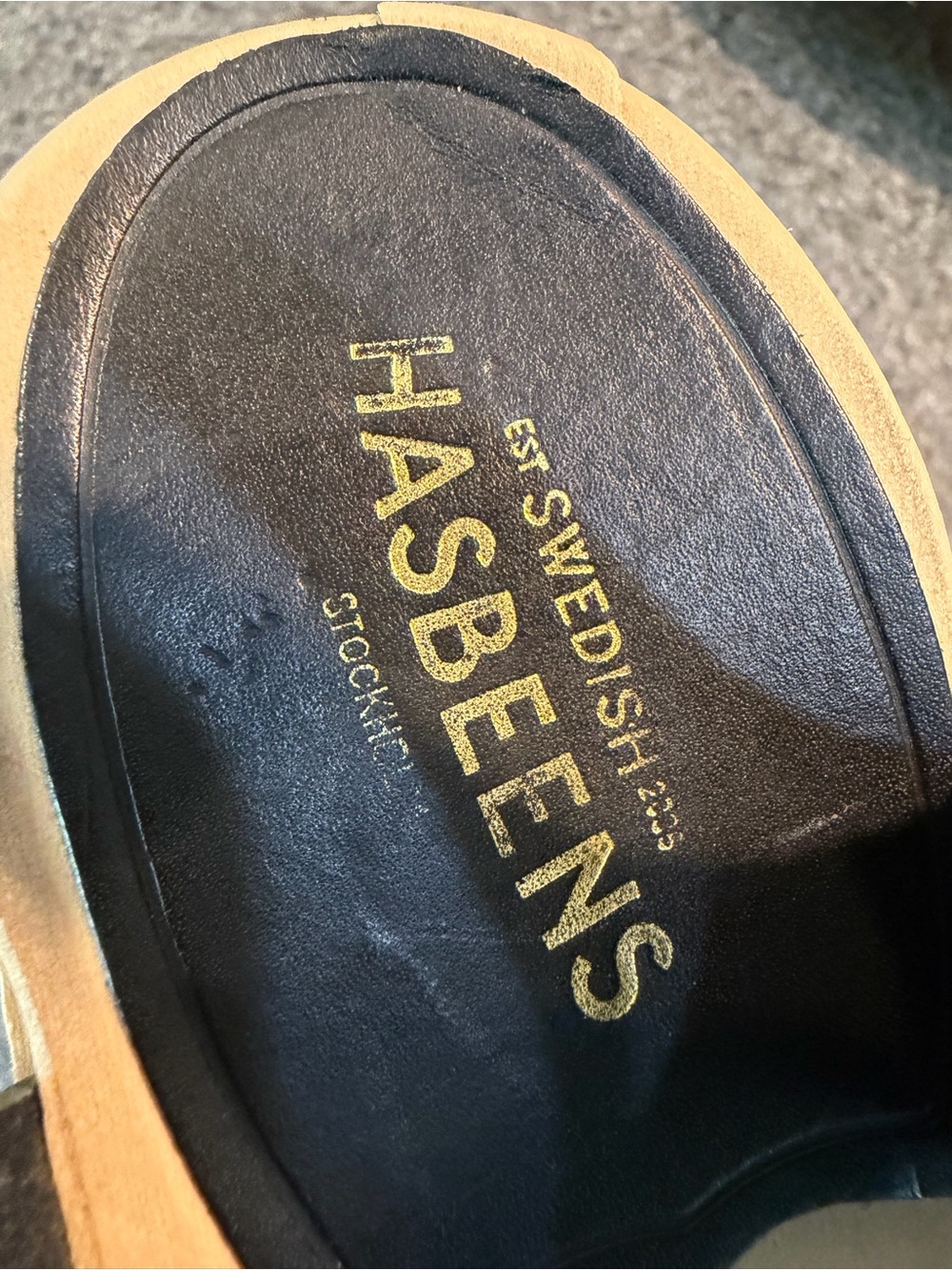 Swedish Hasbeens Black Peep Toe Clog Sandals size 8 - Picture 5 of 11
